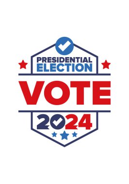 Presidential Election 2024 in United States. Vote day, November 5. US Election. Patriotic american element. Poster, card, banner and background. Vector illustration