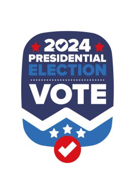 Presidential Election 2024 in United States. Vote day, November 5. US Election. Patriotic american element. Poster, card, banner and background. Vector illustration