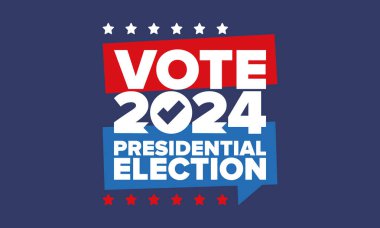 Presidential Election 2024 in United States. Vote day, November 5. US Election. Patriotic american element. Poster, card, banner and background. Vector illustration