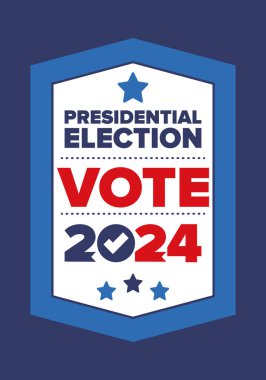 Presidential Election 2024 in United States. Vote day, November 5. US Election. Patriotic american element. Poster, card, banner and background. Vector illustration