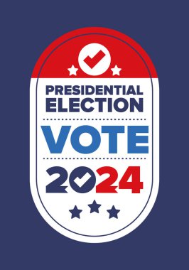 Presidential Election 2024 in United States. Vote day, November 5. US Election. Patriotic american element. Poster, card, banner and background. Vector illustration
