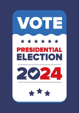 Presidential Election 2024 in United States. Vote day, November 5. US Election. Patriotic american element. Poster, card, banner and background. Vector illustration