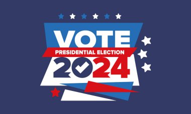Presidential Election 2024 in United States. Vote day, November 5. US Election. Patriotic american element. Poster, card, banner and background. Vector illustration