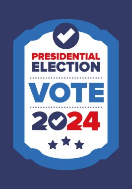 Presidential Election 2024 in United States. Vote day, November 5. US Election. Patriotic american element. Poster, card, banner and background. Vector illustration