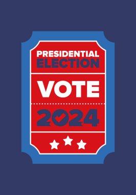 Presidential Election 2024 in United States. Vote day, November 5. US Election. Patriotic american element. Poster, card, banner and background. Vector illustration