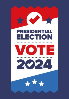 Presidential Election 2024 in United States. Vote day, November 5. US Election. Patriotic american element. Poster, card, banner and background. Vector illustration