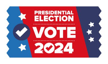 Presidential Election 2024 in United States. Vote day, November 5. US Election. Patriotic american element. Poster, card, banner and background. Vector illustration