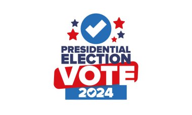 Presidential Election 2024 in United States. Vote day, November 5. US Election. Patriotic american element. Poster, card, banner and background. Vector illustration