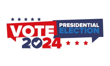 Presidential Election 2024 in United States. Vote day, November 5. US Election. Patriotic american element. Poster, card, banner and background. Vector illustration