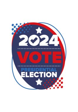 Presidential Election 2024 in United States. Vote day, November 5. US Election. Patriotic american element. Poster, card, banner and background. Vector illustration