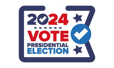 Presidential Election 2024 in United States. Vote day, November 5. US Election. Patriotic american element. Poster, card, banner and background. Vector illustration