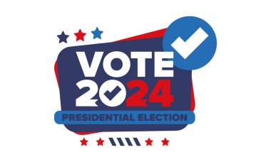 Presidential Election 2024 in United States. Vote day, November 5. US Election. Patriotic american element. Poster, card, banner and background. Vector illustration