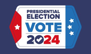Presidential Election 2024 in United States. Vote day, November 5. US Election. Patriotic american element. Poster, card, banner and background. Vector illustration