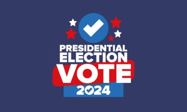 Presidential Election 2024 in United States. Vote day, November 5. US Election. Patriotic american element. Poster, card, banner and background. Vector illustration