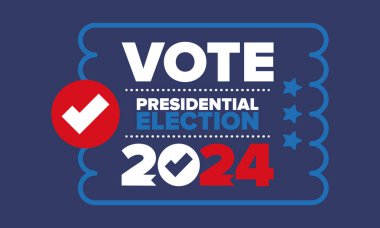 Presidential Election 2024 in United States. Vote day, November 5. US Election. Patriotic american element. Poster, card, banner and background. Vector illustration