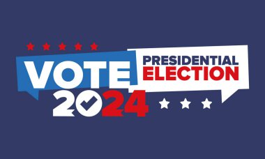 Presidential Election 2024 in United States. Vote day, November 5. US Election. Patriotic american element. Poster, card, banner and background. Vector illustration