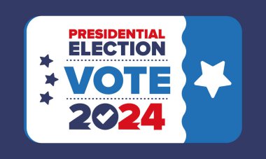 Presidential Election 2024 in United States. Vote day, November 5. US Election. Patriotic american element. Poster, card, banner and background. Vector illustration