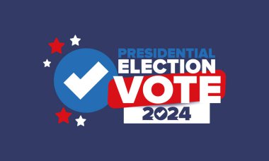 Presidential Election 2024 in United States. Vote day, November 5. US Election. Patriotic american element. Poster, card, banner and background. Vector illustration