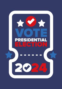 Presidential Election 2024 in United States. Vote day, November 5. US Election. Patriotic american element. Poster, card, banner and background. Vector illustration