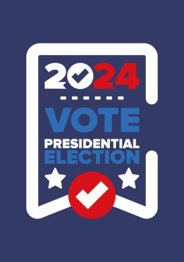 Presidential Election 2024 in United States. Vote day, November 5. US Election. Patriotic american element. Poster, card, banner and background. Vector illustration