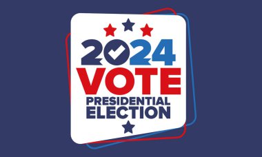 Presidential Election 2024 in United States. Vote day, November 5. US Election. Patriotic american element. Poster, card, banner and background. Vector illustration