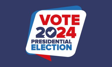 Presidential Election 2024 in United States. Vote day, November 5. US Election. Patriotic american element. Poster, card, banner and background. Vector illustration