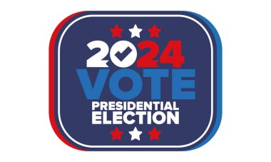 Presidential Election 2024 in United States. Vote day, November 5. US Election. Patriotic american element. Poster, card, banner and background. Vector illustration