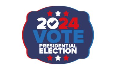 Presidential Election 2024 in United States. Vote day, November 5. US Election. Patriotic american element. Poster, card, banner and background. Vector illustration