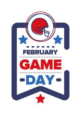 Game Day. American football playoff. Super Party in United States. Final game of regular season. Professional team championship. Ball for american football. Sport poster. Vector illustration