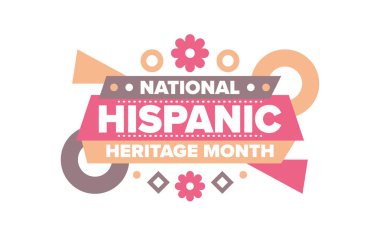 Eylül ve Ekim aylarında Ulusal İspanyol Mirası Ayı. İspanyol ve Latin Amerika kültürü. Birleşik Devletler 'de yıllık kutlama. Poster, kart, afiş ve geçmiş. Vektör illüstrasyonu