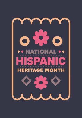 Eylül ve Ekim aylarında Ulusal İspanyol Mirası Ayı. İspanyol ve Latin Amerika kültürü. Birleşik Devletler 'de yıllık kutlama. Poster, kart, afiş ve geçmiş. Vektör illüstrasyonu