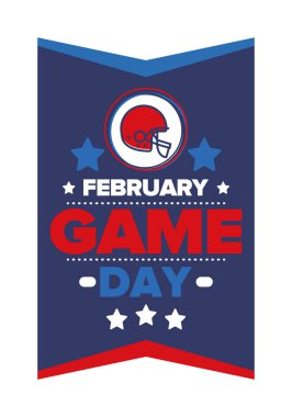 Game Day. American football playoff. Super Party in United States. Final game of regular season. Professional team championship. Ball for american football. Sport poster. Vector illustration