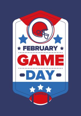 Game Day. American football playoff. Super Party in United States. Final game of regular season. Professional team championship. Ball for american football. Sport poster. Vector illustration