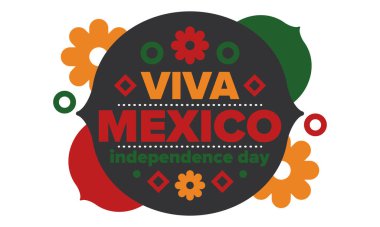 Yaşasın Meksika. Meksika Bağımsızlık Günü. İyi tatiller. Yıllığı 16 Eylül 'de kutlayın. Özgürlük günü. Vatansever Meksika tasarımı. Poster, kart, afiş, şablon, geçmiş. Vektör illüstrasyonu