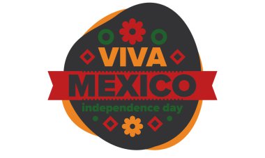 Yaşasın Meksika. Meksika Bağımsızlık Günü. İyi tatiller. Yıllığı 16 Eylül 'de kutlayın. Özgürlük günü. Vatansever Meksika tasarımı. Poster, kart, afiş, şablon, geçmiş. Vektör illüstrasyonu