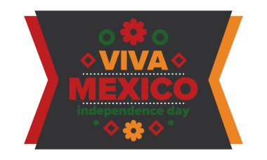 Yaşasın Meksika. Meksika Bağımsızlık Günü. İyi tatiller. Yıllığı 16 Eylül 'de kutlayın. Özgürlük günü. Vatansever Meksika tasarımı. Poster, kart, afiş, şablon, geçmiş. Vektör illüstrasyonu