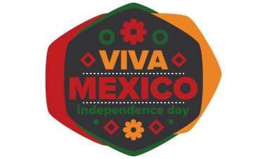 Yaşasın Meksika. Meksika Bağımsızlık Günü. İyi tatiller. Yıllığı 16 Eylül 'de kutlayın. Özgürlük günü. Vatansever Meksika tasarımı. Poster, kart, afiş, şablon, geçmiş. Vektör illüstrasyonu