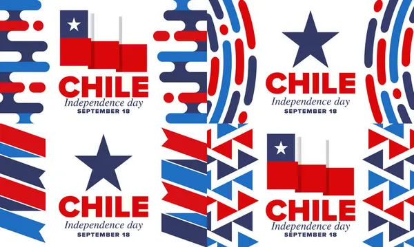 stock vector Chile Independence Day. Happy national holiday Fiestas Patrias. Freedom day. Celebrate annual in September 18. Chile flag. Patriotic chilean design. Poster, card, banner, template, background. Vector