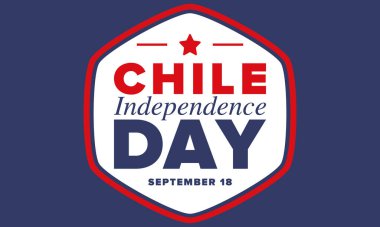 Şili Bağımsızlık Günü. Mutlu bayramlar Patrias. Özgürlük günü. Yıllığı 18 Eylül 'de kutlayın. Şili bayrağı. Vatansever Şili tasarımı. Poster, kart, afiş, şablon, geçmiş. Vektör