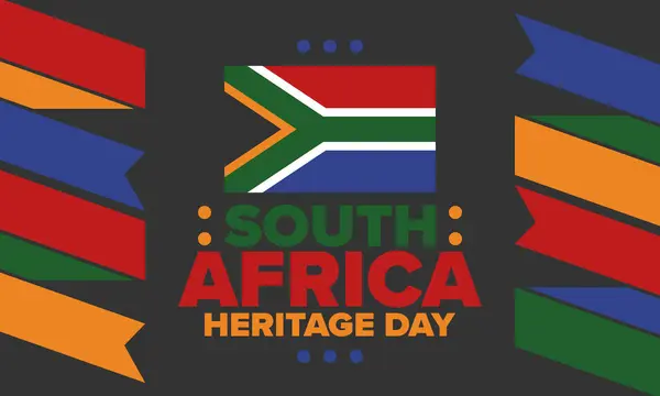 stock vector South Africa Heritage Day. Happy holiday. Celebrate culture and traditions of nation. South African flag. Poster with illustration. Pattern design. Vector