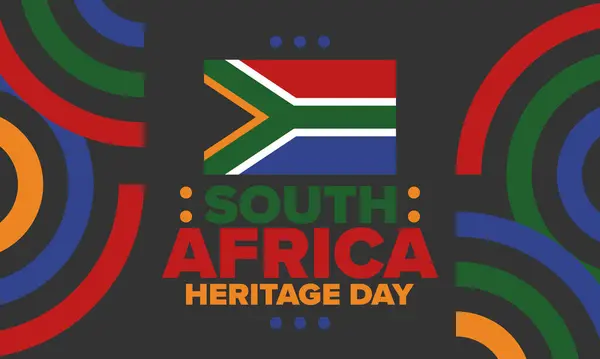 stock vector South Africa Heritage Day. Happy holiday. Celebrate culture and traditions of nation. South African flag. Poster with illustration. Pattern design. Vector