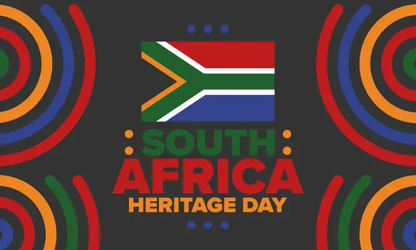 stock vector South Africa Heritage Day. Happy holiday. Celebrate culture and traditions of nation. South African flag. Poster with illustration. Pattern design. Vector