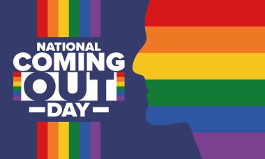 Ulusal Açılış Günü. İyi tatiller. Gurur ayı. LGBT gökkuşağı bayrağı. Çeşitlilik ve eşitlik. Eşcinsel ve lezbiyen. Özgür aşk, kalp şeklinde. İllüzyon. Vektör posteri