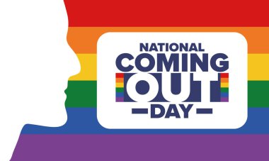 Ulusal Açılış Günü. İyi tatiller. Gurur ayı. LGBT gökkuşağı bayrağı. Çeşitlilik ve eşitlik. Eşcinsel ve lezbiyen. Özgür aşk, kalp şeklinde. İllüzyon. Vektör posteri