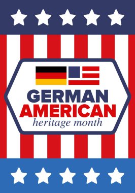 German-American Heritage Month. Happy holiday celebrate annual in October. Germany and United States flag. Culture month. Patriotic design. Poster, card, banner, template. Vector illustration clipart