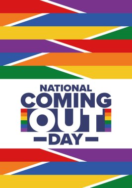Ulusal Açılış Günü. İyi tatiller. Gurur ayı. LGBT gökkuşağı bayrağı. Çeşitlilik ve eşitlik. Eşcinsel ve lezbiyen. Özgür aşk, kalp şeklinde. İllüzyon. Vektör posteri