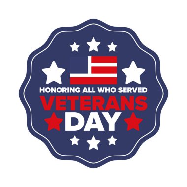 Birleşik Devletler 'de Gaziler Günü. Federal bayram, her yıl 11 Kasım 'da kutlanır. Hizmet eden herkesi onurlandırmak. Vatansever Amerikan askeri konsepti. Poster, kart, afiş ve geçmiş. Vektör illüstrasyonu