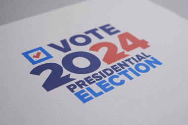 Oylar 2024 'e. Birleşik Devletler 'de 2024 Başkanlık Seçimi. Oylama günü, 5 Kasım. Amerikan Seçimleri. Vatansever Amerikan unsuru. Poster, kart, afiş ve geçmiş. Görüntü