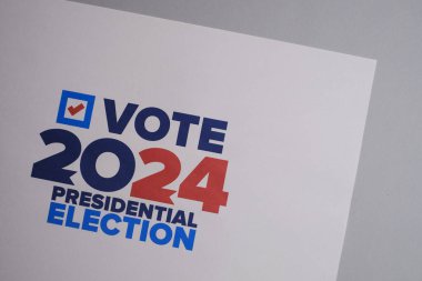 Oylar 2024 'e. Birleşik Devletler 'de 2024 Başkanlık Seçimi. Oylama günü, 5 Kasım. Amerikan Seçimleri. Vatansever Amerikan unsuru. Poster, kart, afiş ve geçmiş. Görüntü