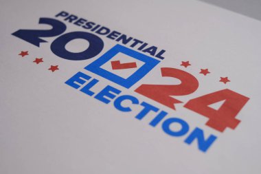 Oylar 2024 'e. Birleşik Devletler 'de 2024 Başkanlık Seçimi. Oylama günü, 5 Kasım. Amerikan Seçimleri. Vatansever Amerikan unsuru. Poster, kart, afiş ve geçmiş. Görüntü